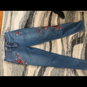 Embroidered Flower Jeans